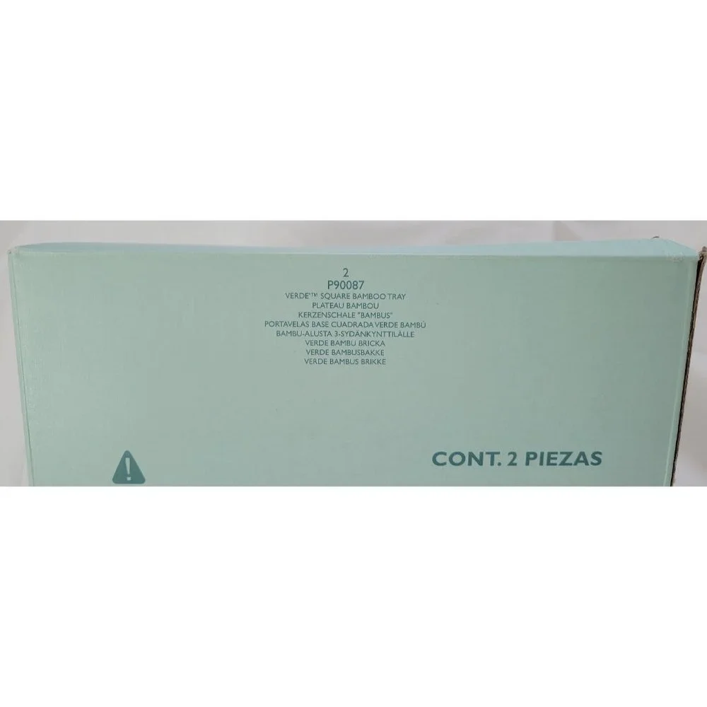 PartyLite Bamboo Wooden Tray Holder with Mint Green Box - Picture 12 of 15
